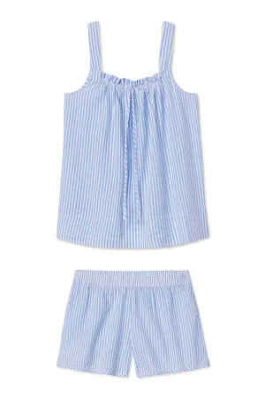 Alice Shorts Set in Blue Seersucker