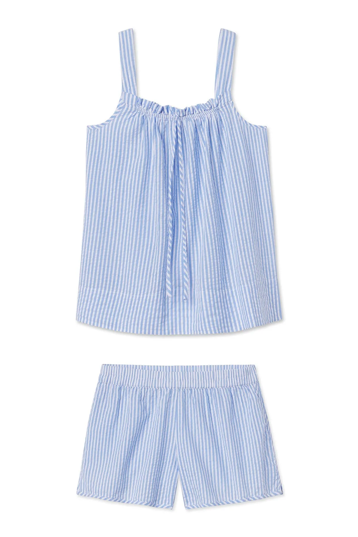 Alice Shorts Set in Blue Seersucker