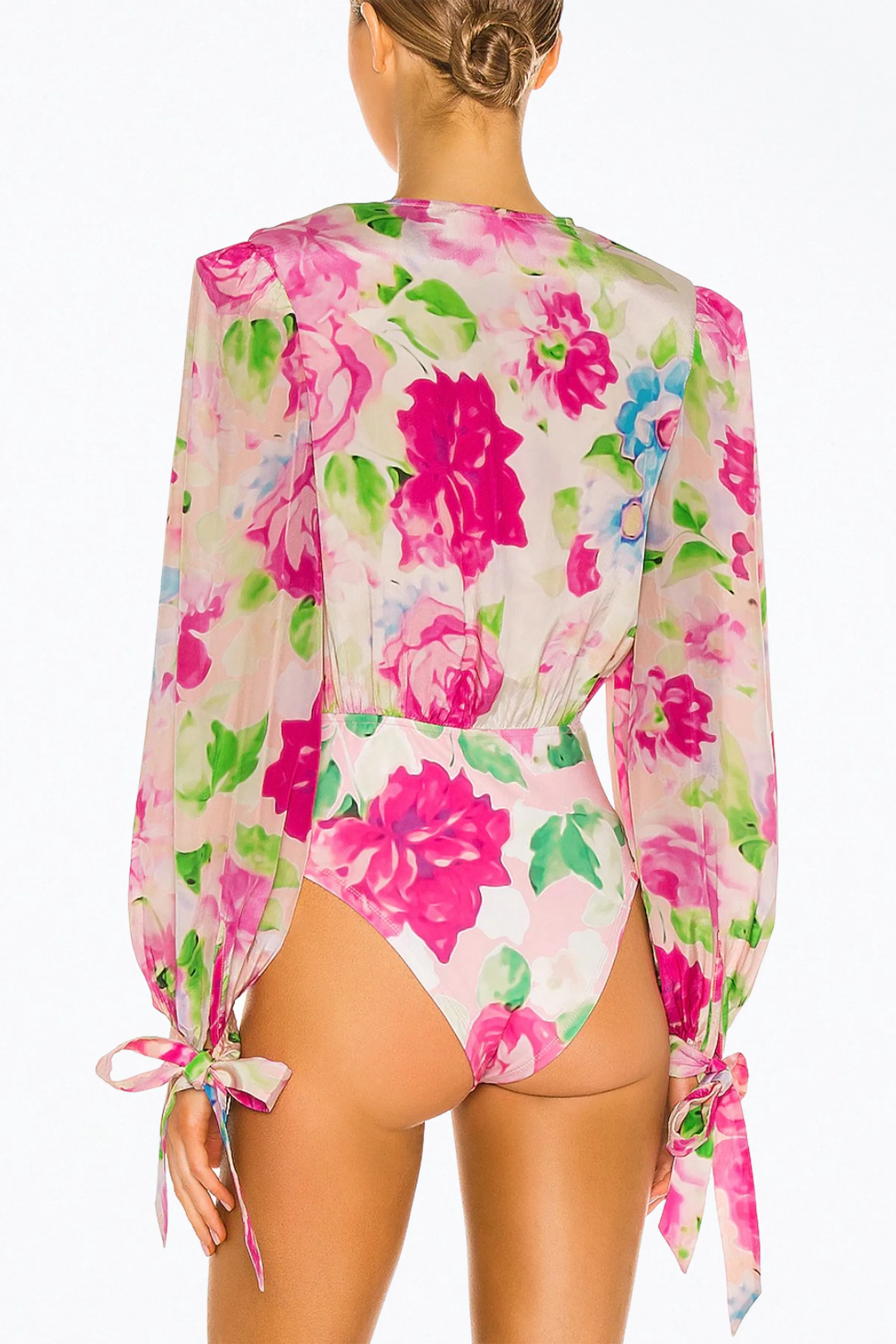 ALORA FLORAL-PRINT STRETCH-CREPE BODYSUIT