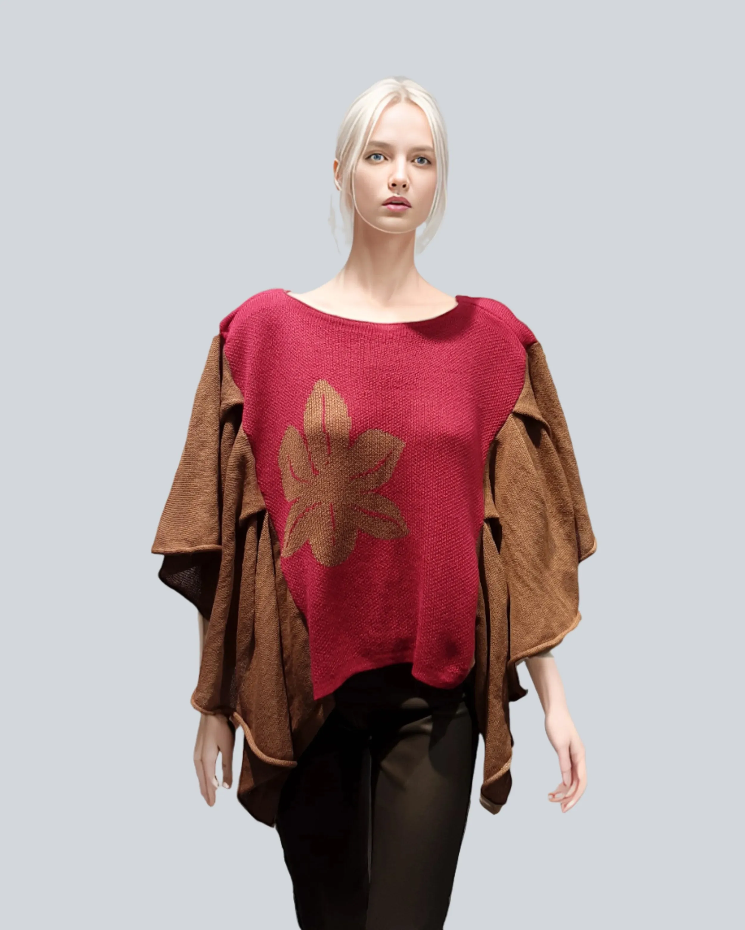 Alpaca Baby Poncho Carnation Design