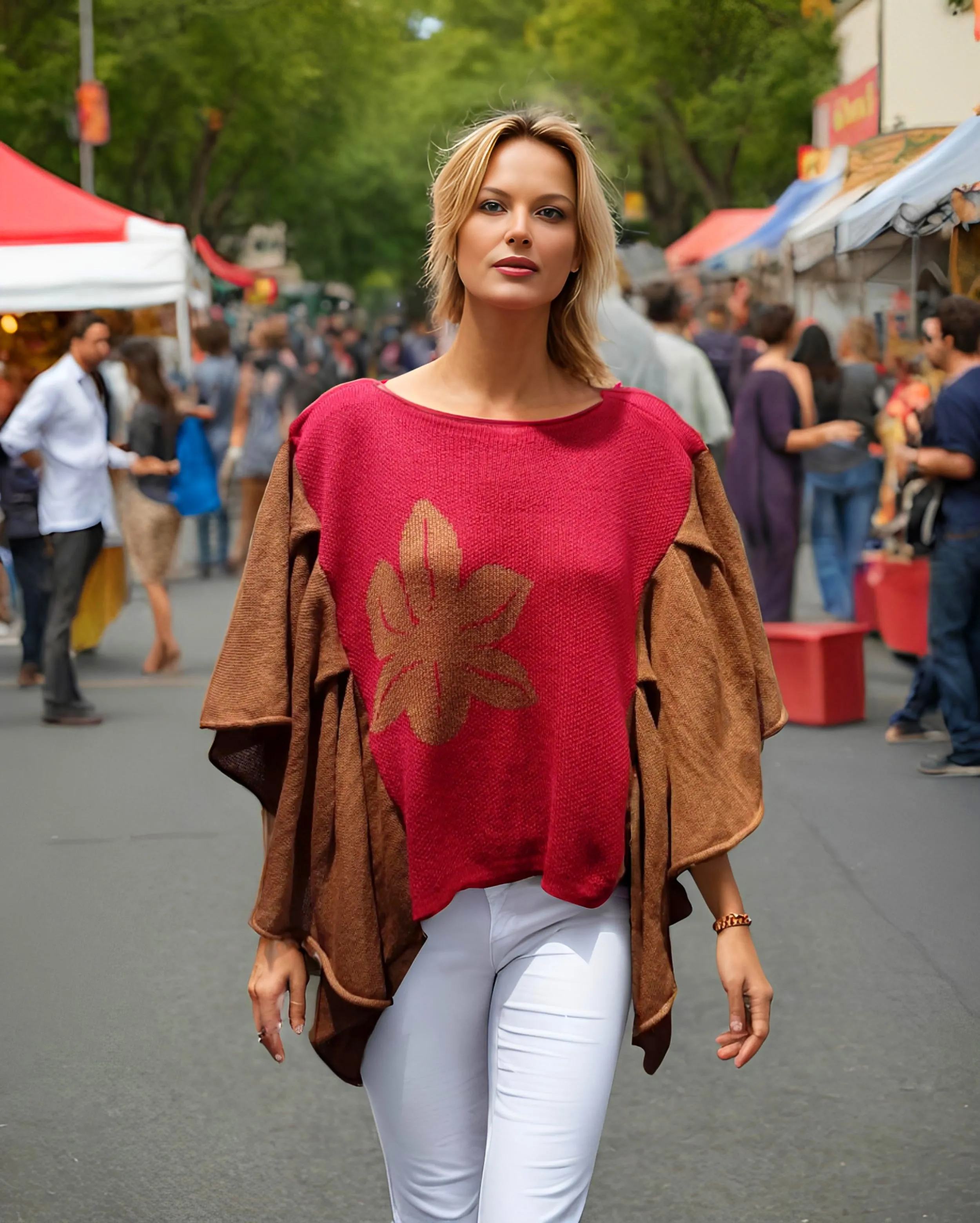 Alpaca Baby Poncho Carnation Design