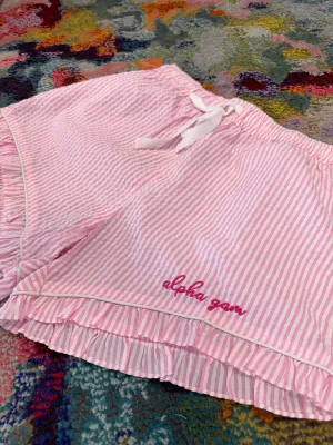 Alpha Gamma Delta Seersucker Sleep Shorts