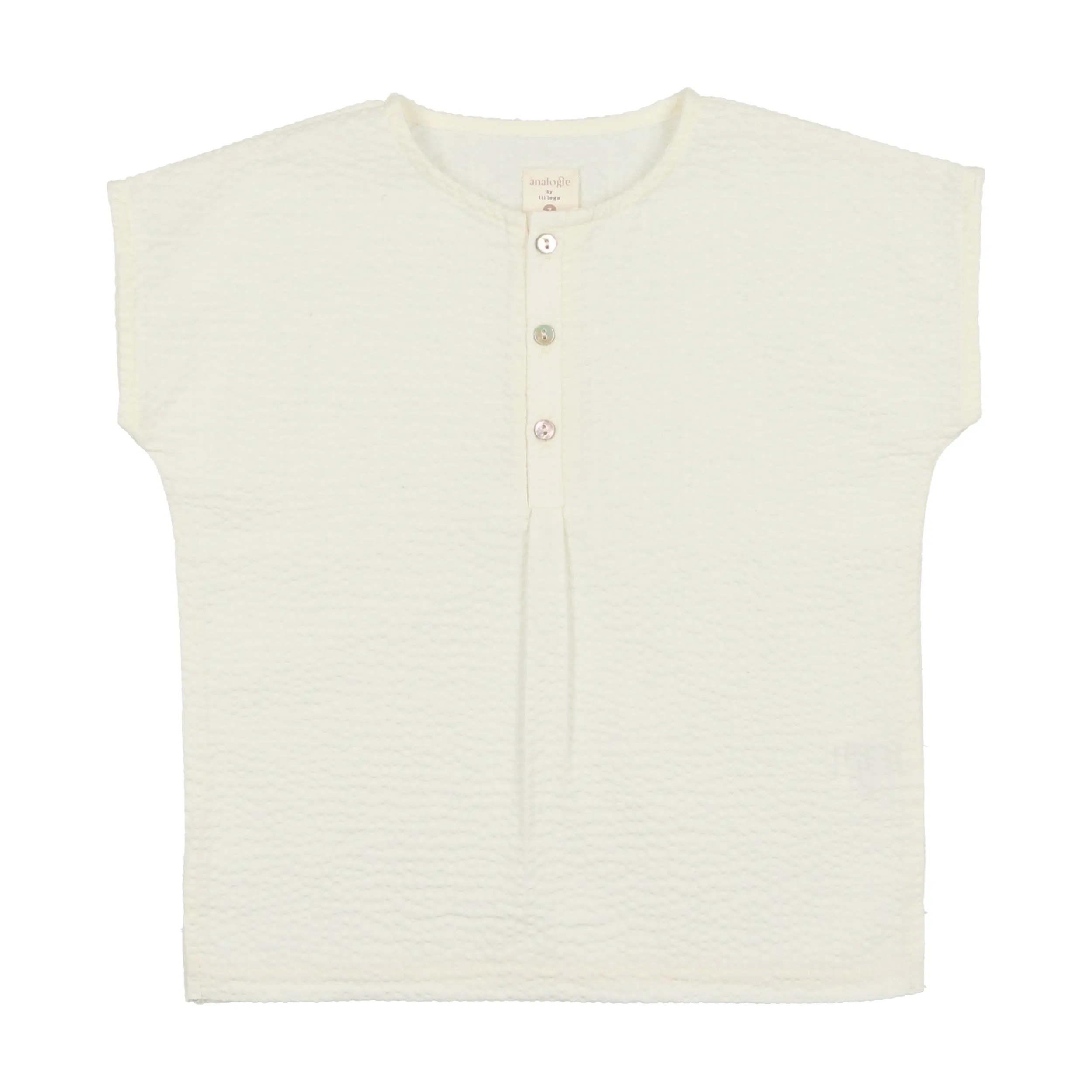 Analogie Pleated Button Shirt - Cream Seersucker