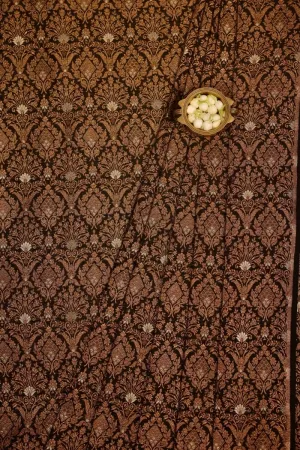 Anantam Handwoven Raw Silk Gold Zari Fabric - Black
