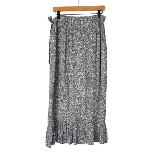 ANINE BING Lucky Speckled Print Ruffled True Wrap Skirt Size Medium US 6