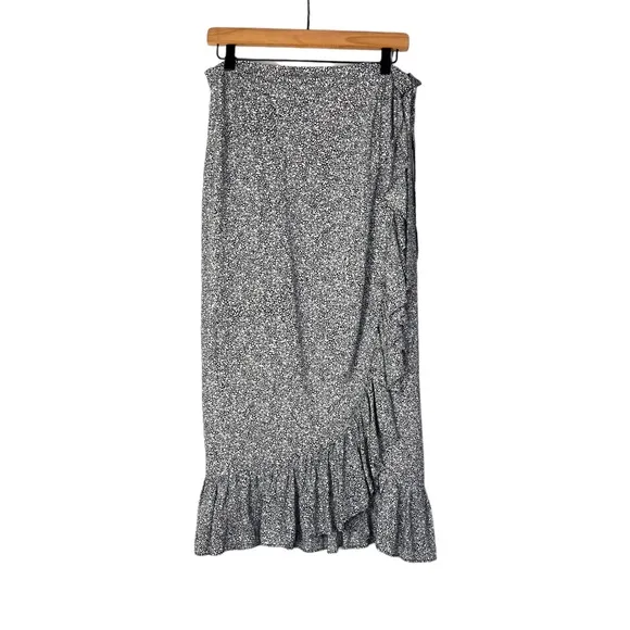 ANINE BING Lucky Speckled Print Ruffled True Wrap Skirt Size Medium US 6