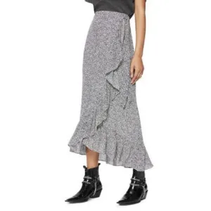 ANINE BING Lucky Speckled Print Ruffled True Wrap Skirt Size Medium US 6