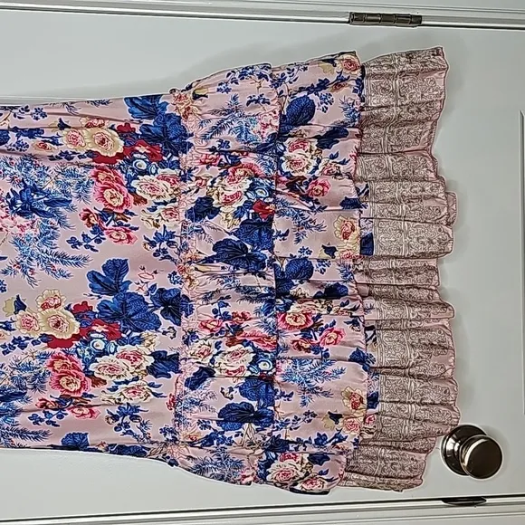 Anthropologie Plenty By Tracy Reese Multicolored Floral Print Silk Skirt-Size 10