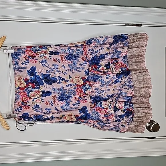 Anthropologie Plenty By Tracy Reese Multicolored Floral Print Silk Skirt-Size 10