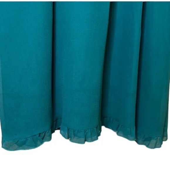 Anthropologie SILK dress Ruffled Emerald Green womens Sz 6