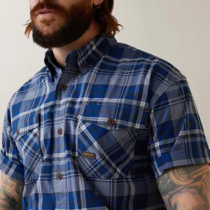 Ariat Rebar Made Tough Durastretch SS Mens Shirt Stonewash Plaid