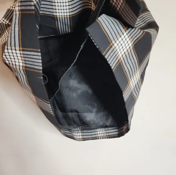 Aritzia Sunday Best Wool Blend Black Mustard Brown Plaid Button Mini Skirt Sz 2