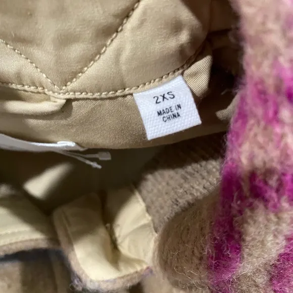 Aritzia Wilfred Free The Ganna Shirt Jacket Pink XXS Wool Plaid
