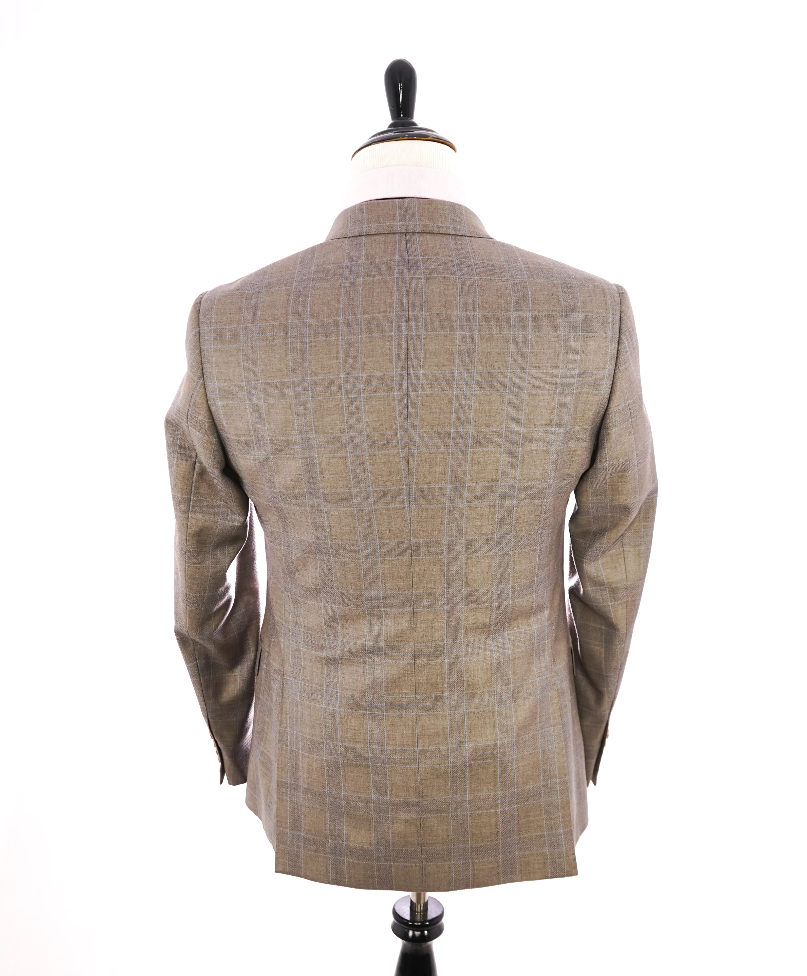 ARMANI COLLEZIONI - “G Line” Beige & Blue Plaid Check Textured Blazer - 38R