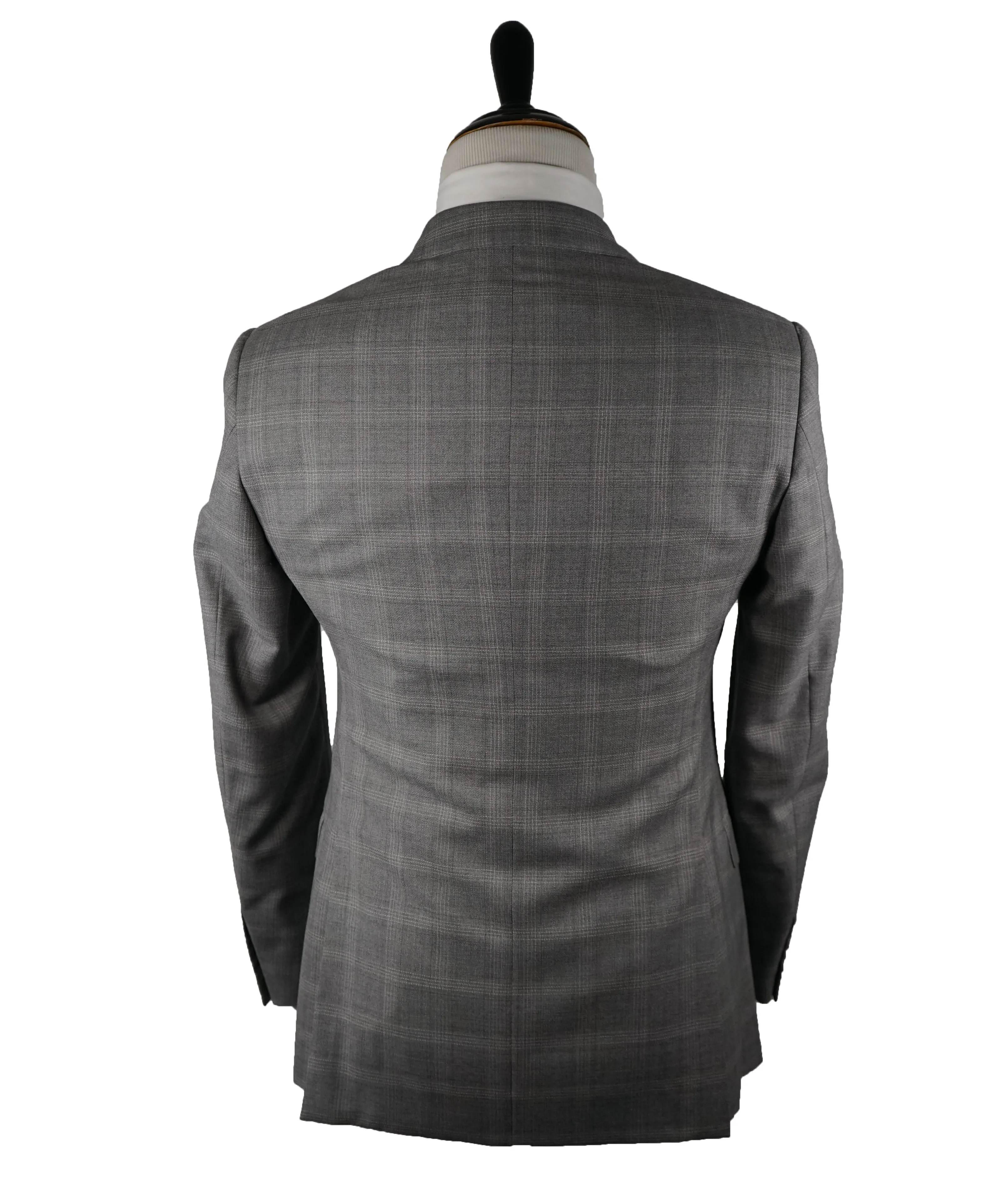ARMANI COLLEZIONI - Textured Gray Plaid Check “G Line” Wool Suit - 36R