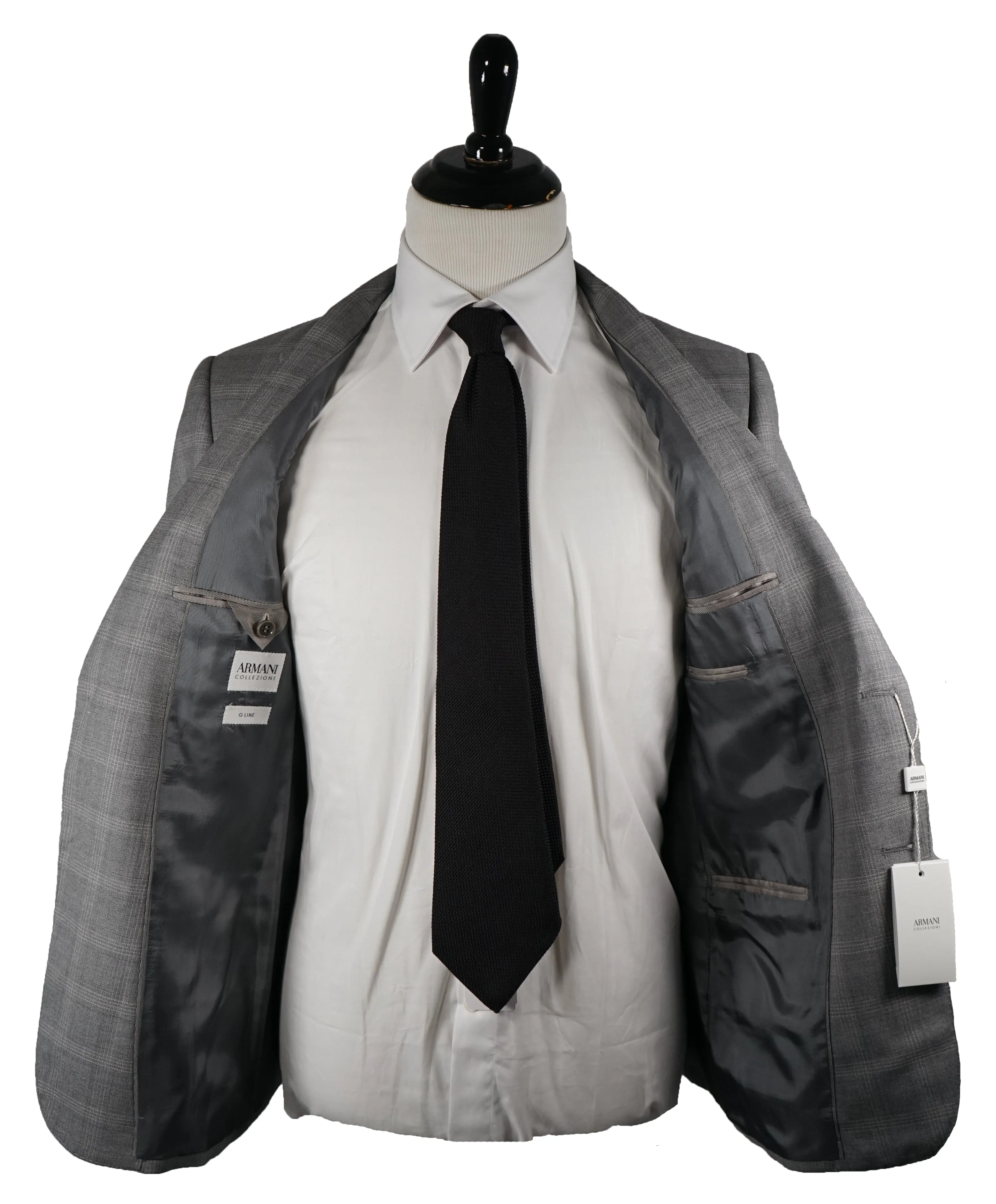 ARMANI COLLEZIONI - Textured Gray Plaid Check “G Line” Wool Suit - 36R