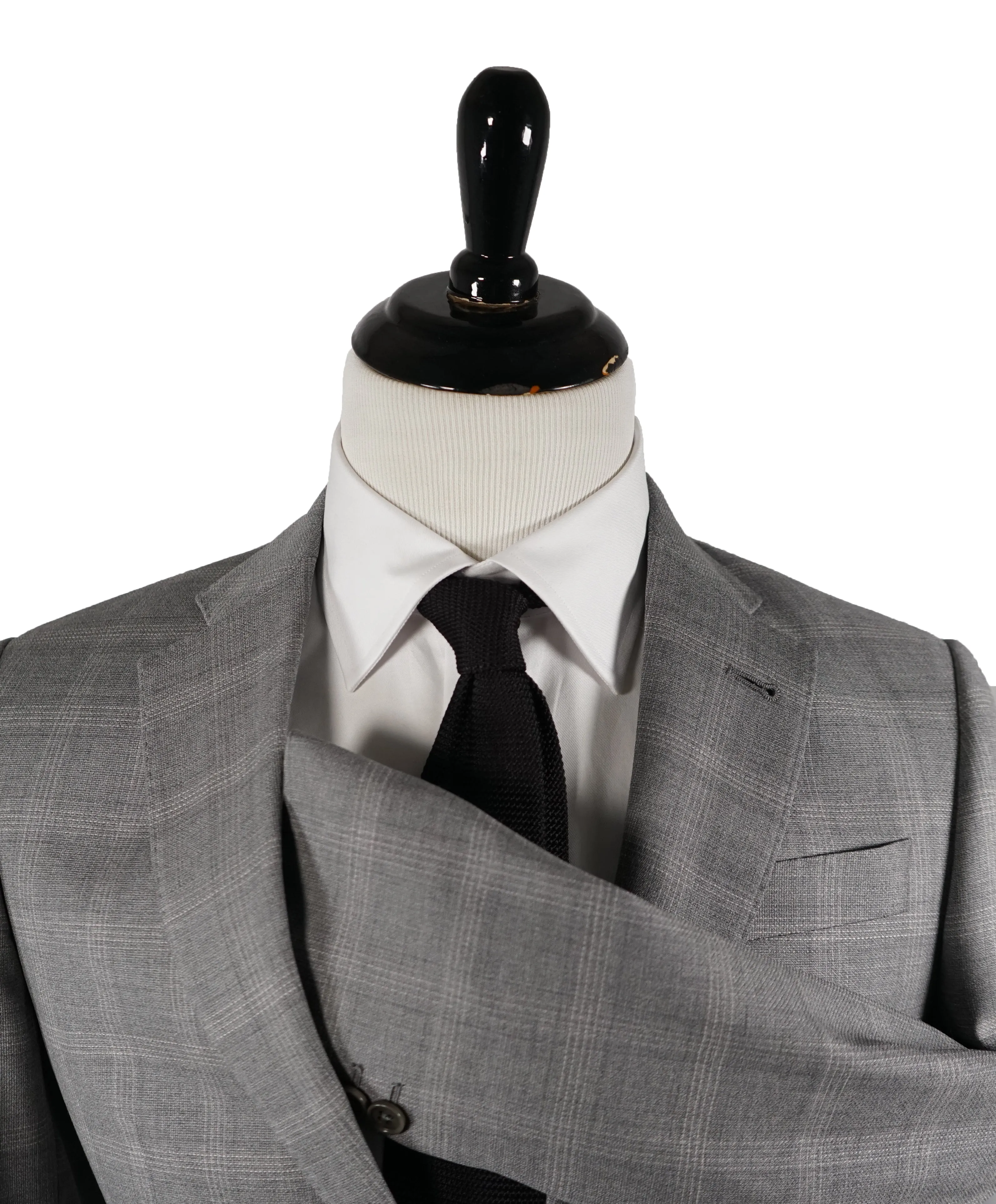 ARMANI COLLEZIONI - Textured Gray Plaid Check “G Line” Wool Suit - 36R