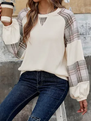Aspen Plaid Round Neck Long Sleeve Sweatshirt