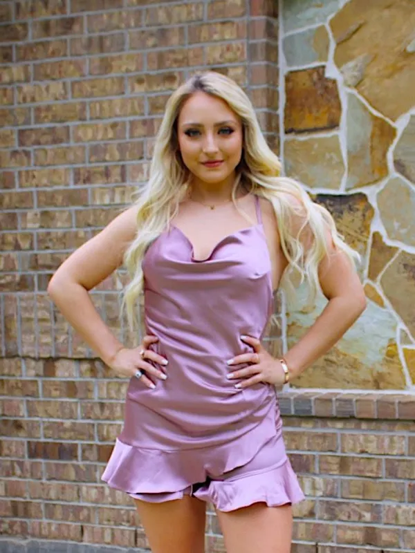 Aurora Cowl Neck Silk Romper, Misty Mauve