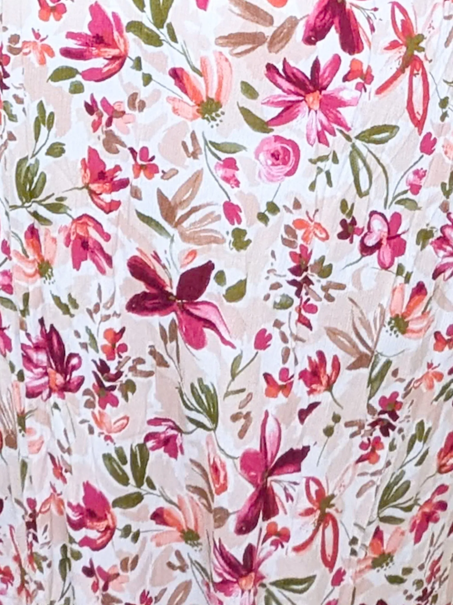 Avalon Midi Skirt in Taupe, Berry & Olive Painted Floral