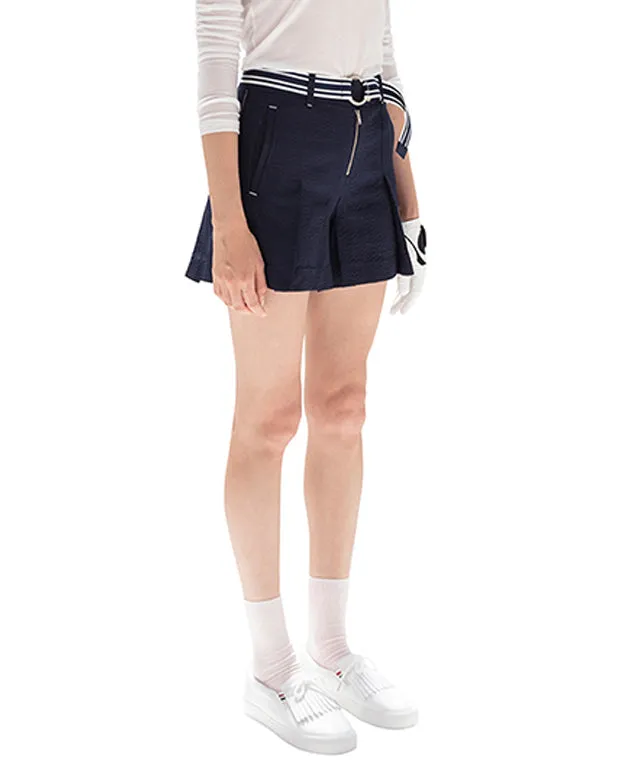 AVEN Seersucker Belted Half Pants - Navy