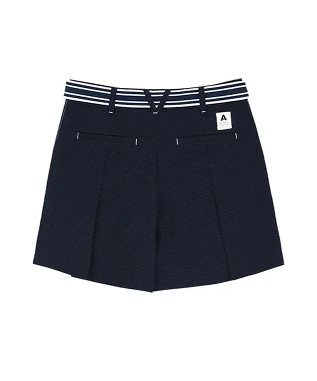 AVEN Seersucker Belted Half Pants - Navy