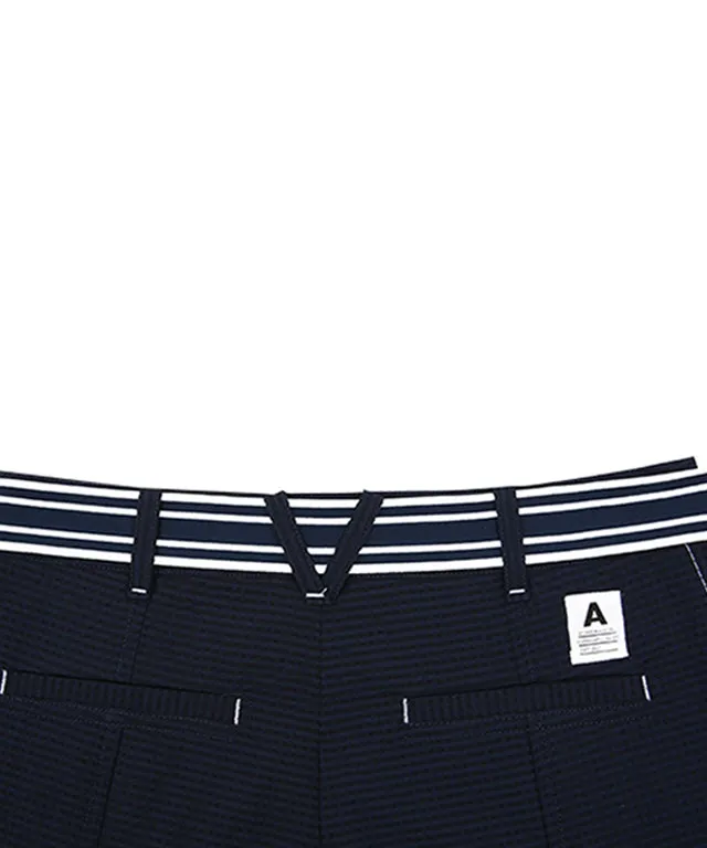 AVEN Seersucker Belted Half Pants - Navy