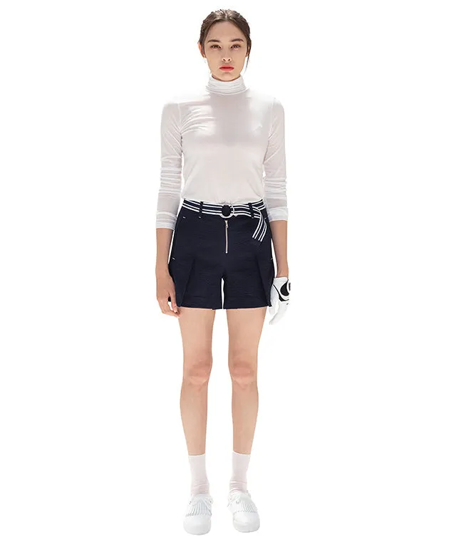 AVEN Seersucker Belted Half Pants - Navy