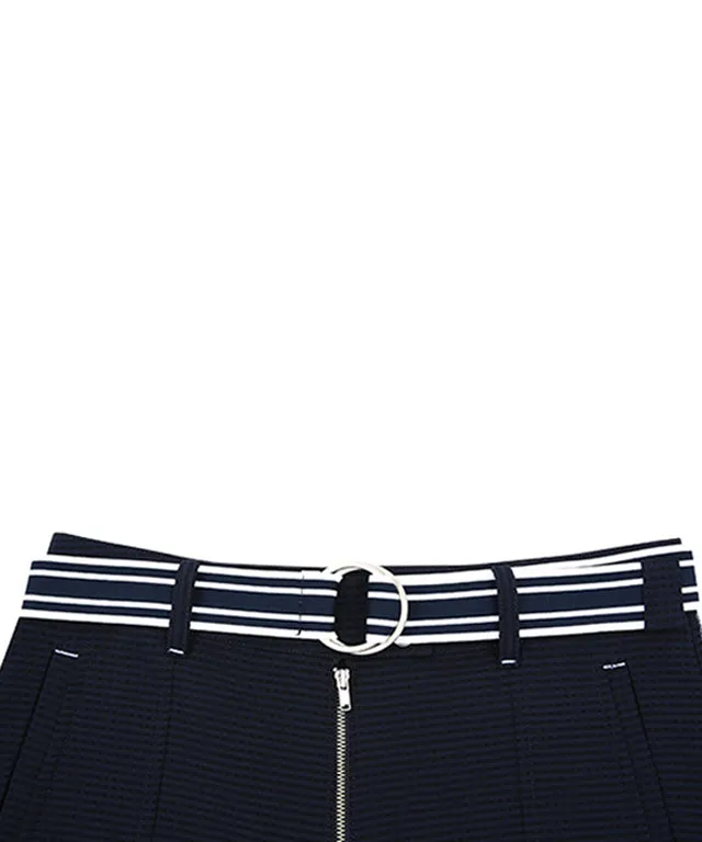 AVEN Seersucker Belted Half Pants - Navy