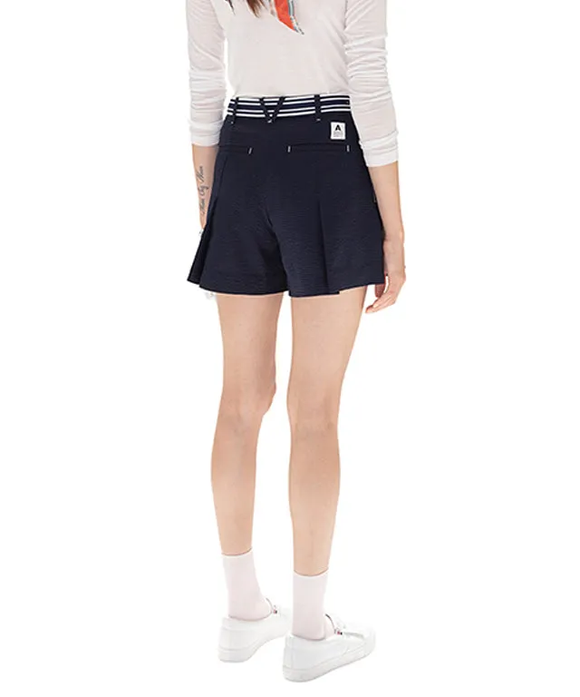 AVEN Seersucker Belted Half Pants - Navy