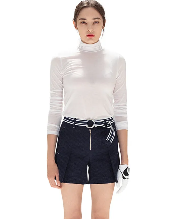 AVEN Seersucker Belted Half Pants - Navy