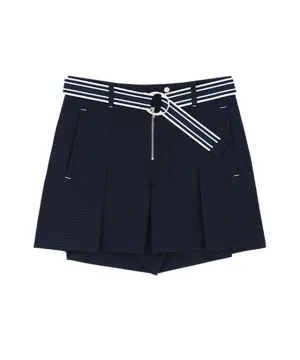 AVEN Seersucker Belted Half Pants - Navy