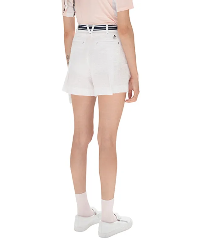 AVEN Seersucker Belted Half Pants - White