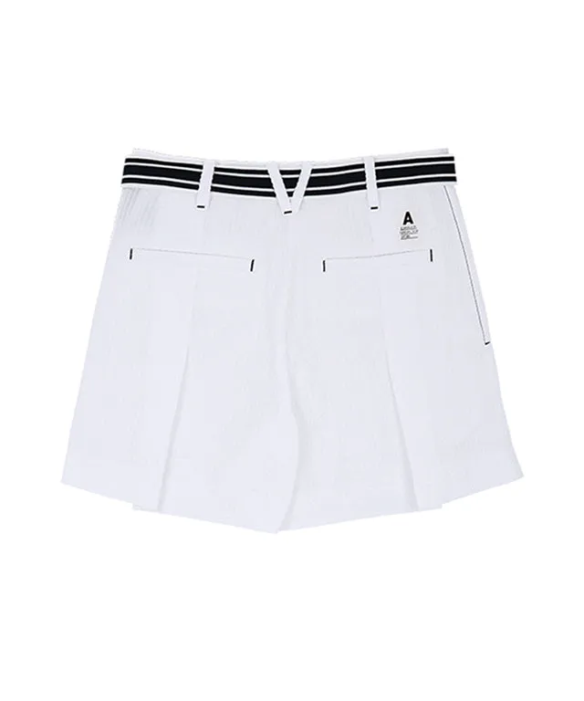 AVEN Seersucker Belted Half Pants - White