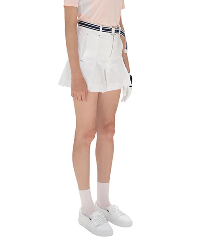 AVEN Seersucker Belted Half Pants - White