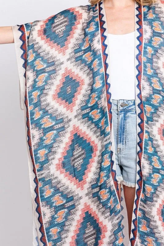 Aztec Printed Long Kimono Duster choice of colors