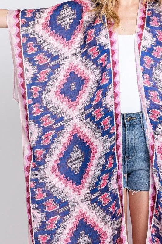 Aztec Printed Long Kimono Duster choice of colors