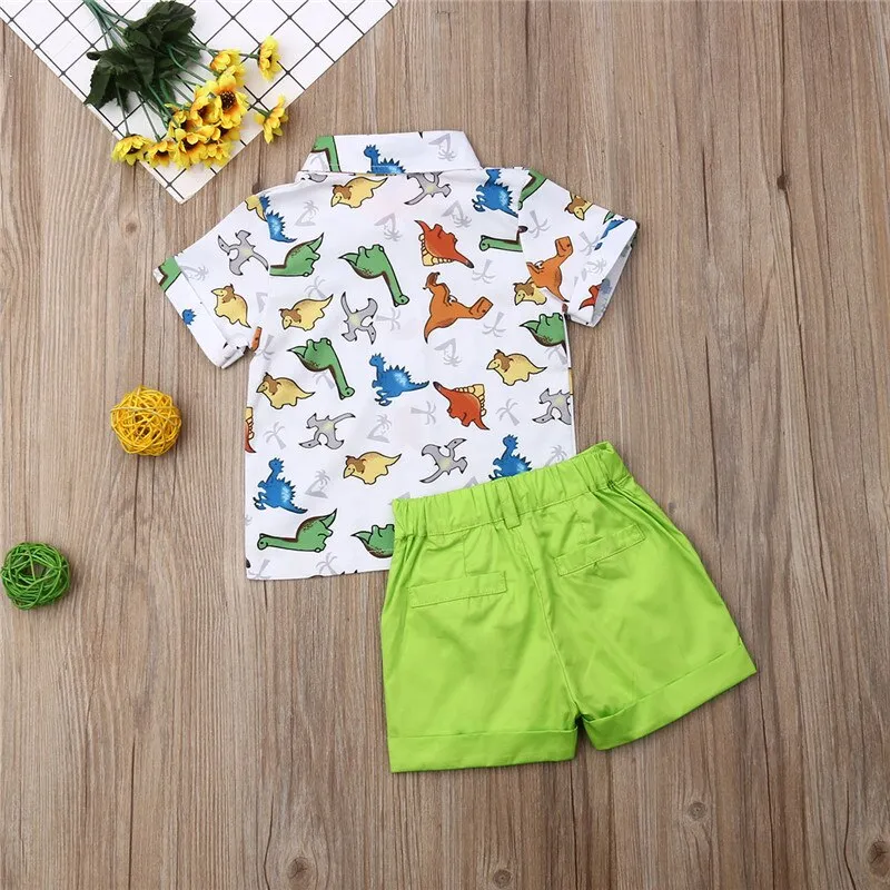 Baby and Toddlers Dinosaur Print Short Sleeve Shirt and Shorts