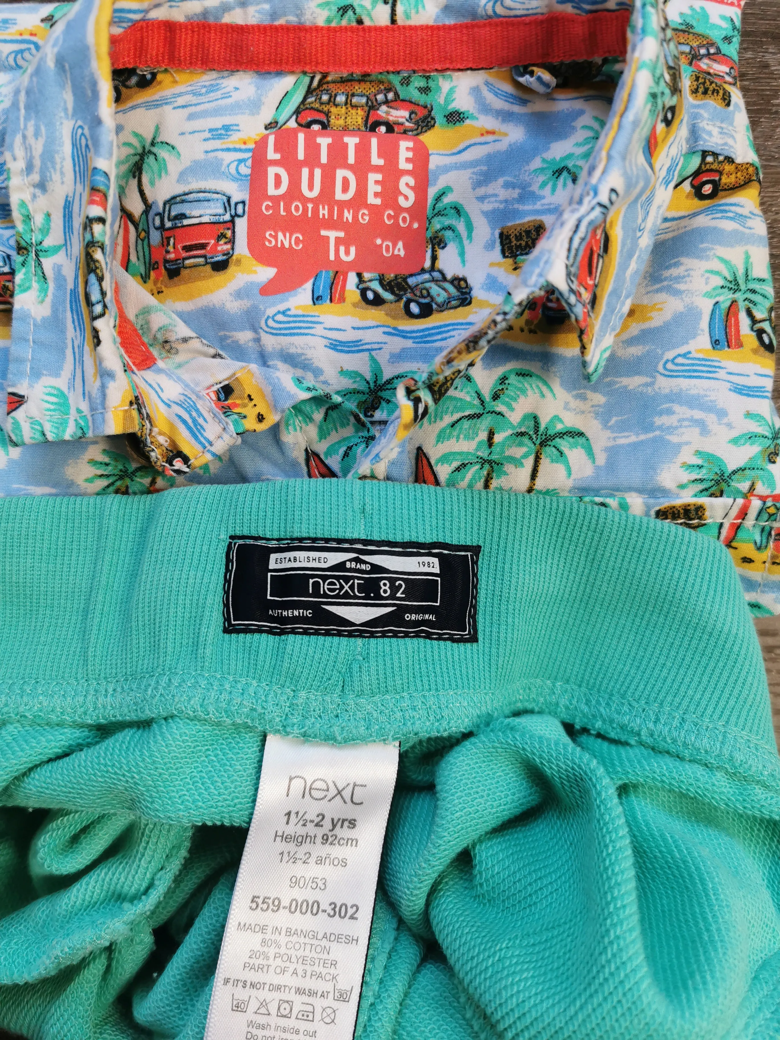 BABY BOY SIZE 18/24 MONTHS - NEXT 82 & LITTLE DUDES CLOTHING CO, 2 Piece Mix N Match Summer Outfit EUC B6