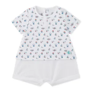 Baby Boys Printed Top with Attached Shorts