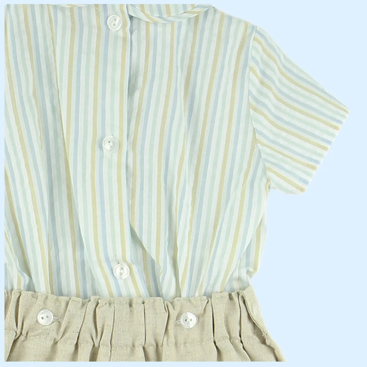 Baby Ferr Boys Beige Stripe Short Set