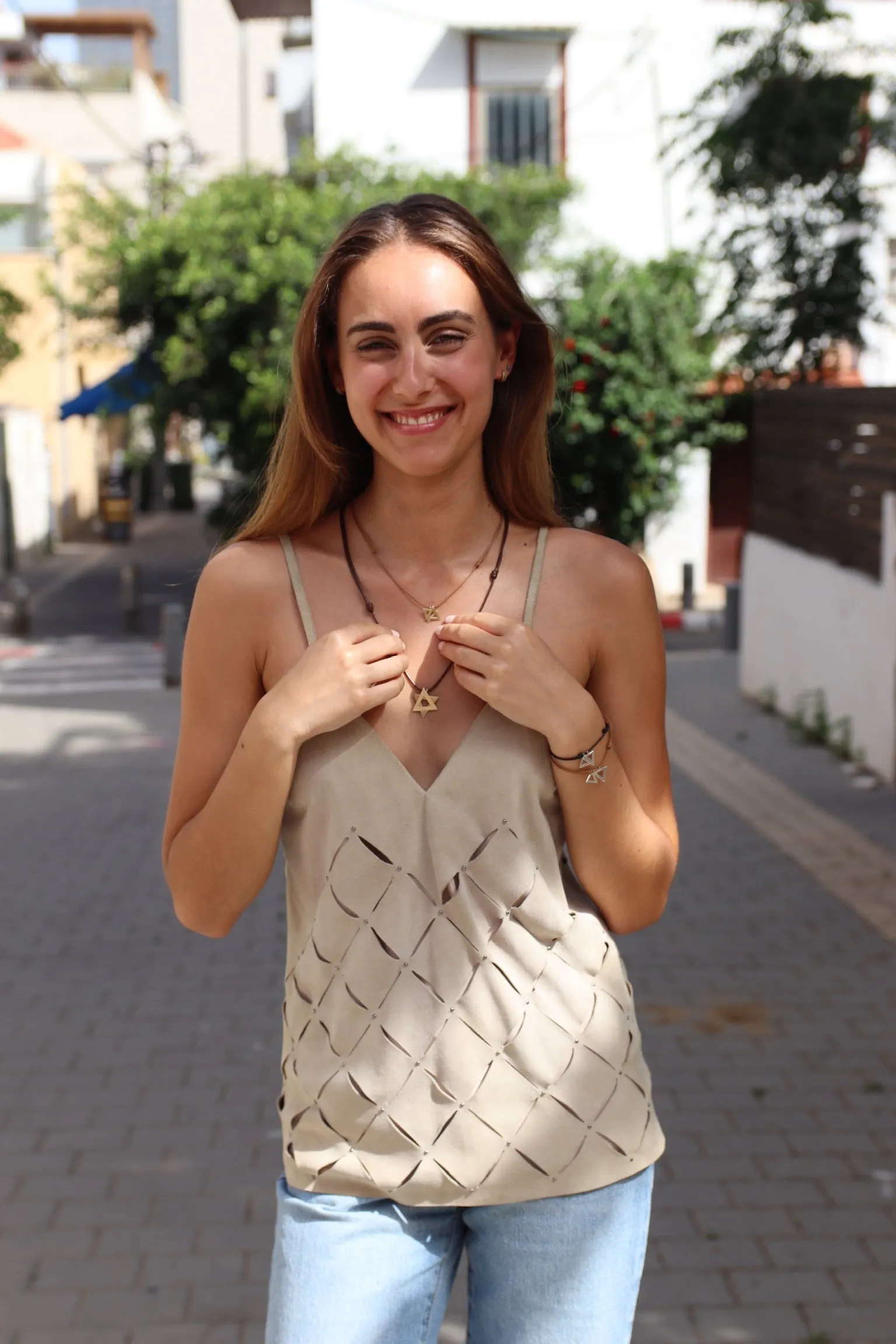 Barbara Bui Pearl Gray Suede and Silk Top