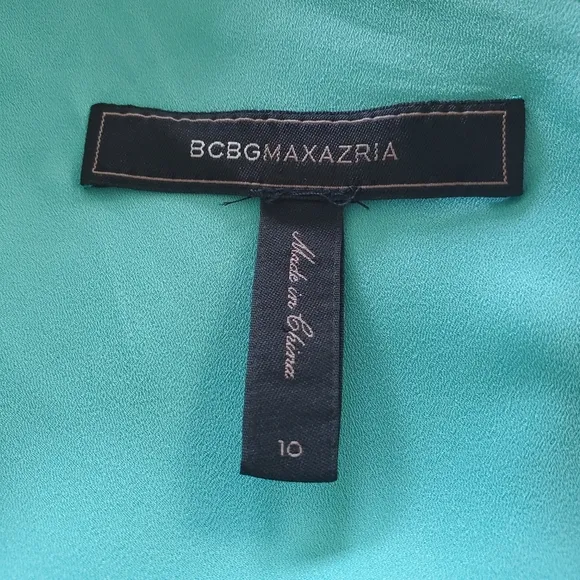 BCBGMAXAZRIA Lydia silk ruffled dress in turquoise