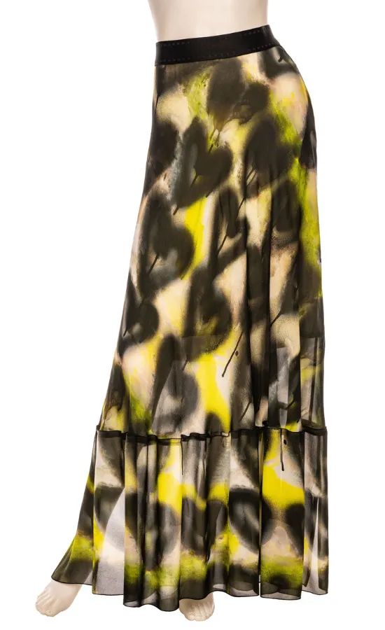 Beate Heymann Neon Green/Black Graffiti Long Skirt