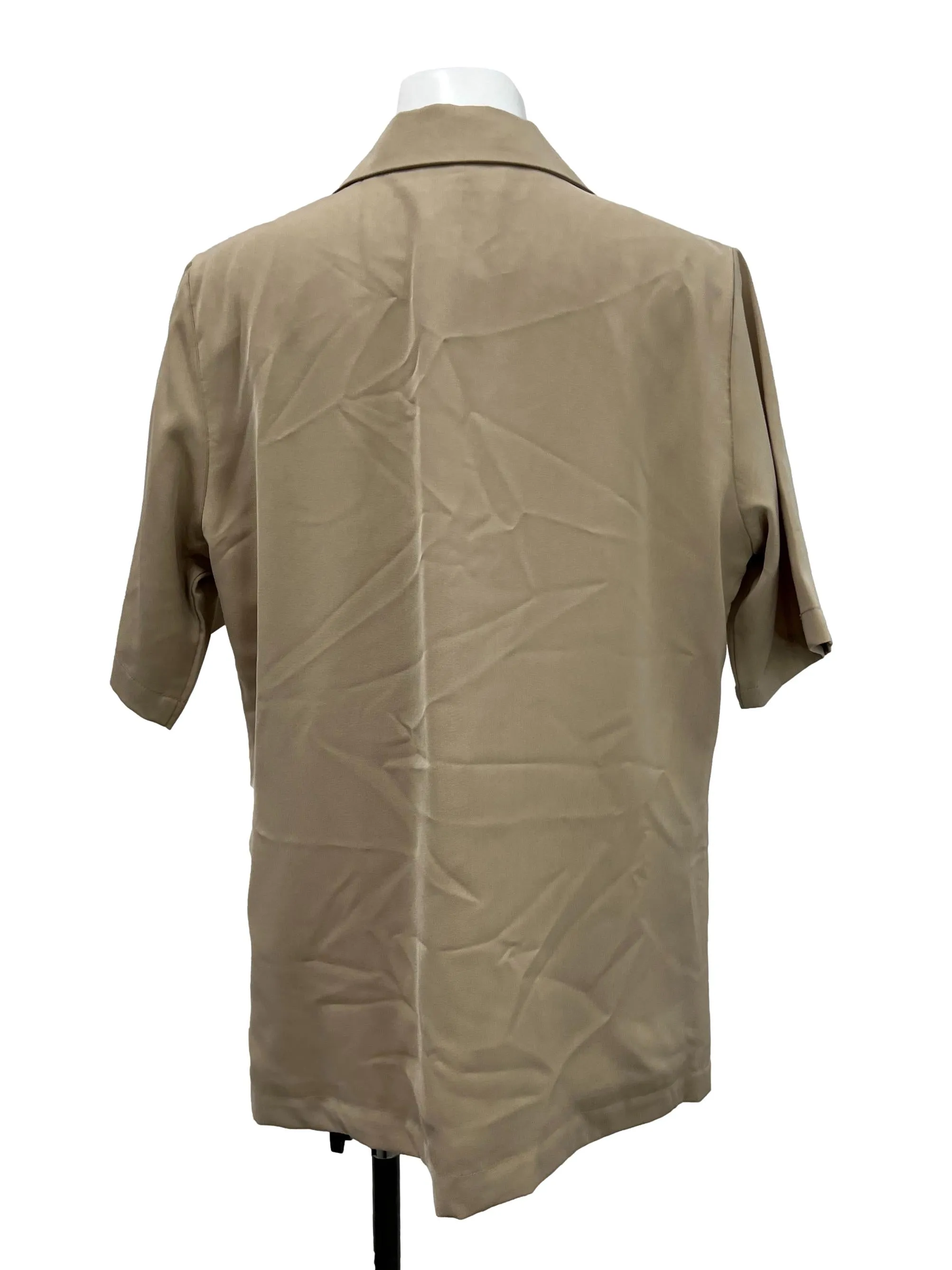 Beige Short Sleeve Blazer Top TCL