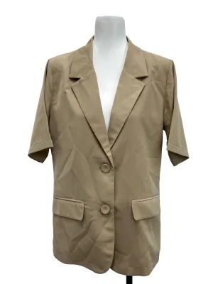 Beige Short Sleeve Blazer Top TCL