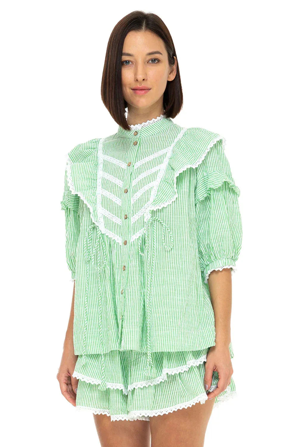 Bellatrix Blouse Seersucker Green Apple