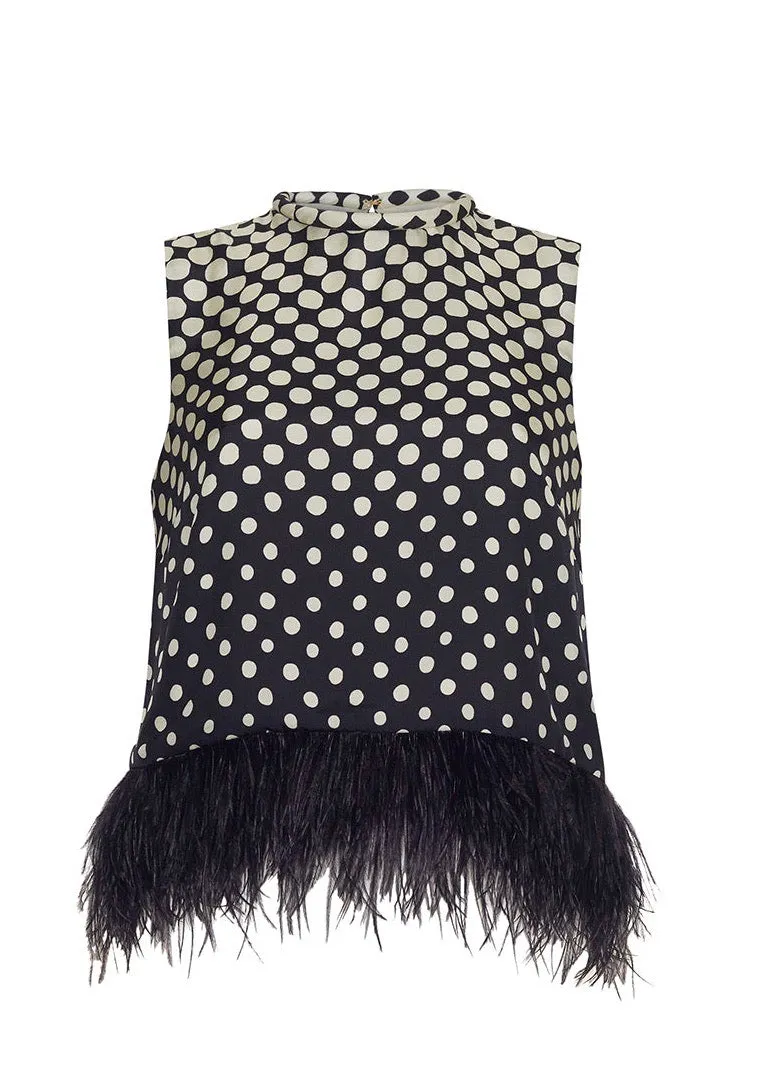 Belmond Top with Feathers (Spotted Geo Black)