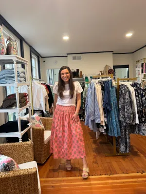 Betsy Skirt/Dress in Pink Pinwheels by Holly Shae