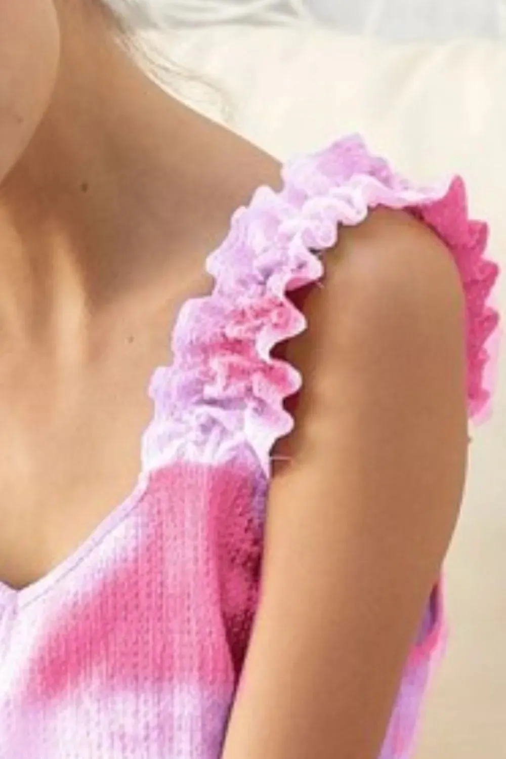 BiBi Tie Dye Printed Textured Woven with Ruffled